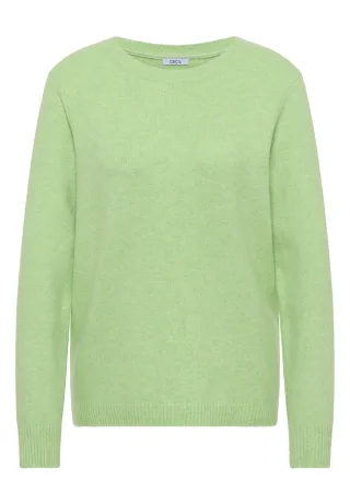 CECIL - Softer Pullover in Unifarbe bamboo green melange - Gr. - XL