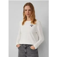 s.Oliver Langarmshirt T-Shirt Verkürztes Longsleeve mit Stickerei-Detail
