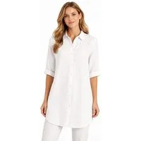 Eight2Nine Hemdbluse Damen Leinen Bluse atmungsaktiv Tunika Sommer langebluse Hemdbluse