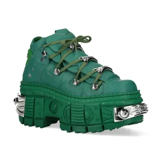 New Rock M-106WALL-C29 Gothic-Stiefeletten aus metallisch grünem Leder
