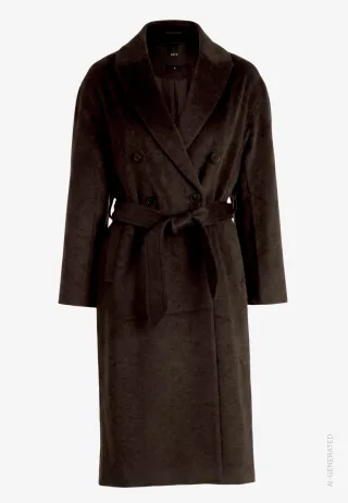 zero - Langer Damen Mantel mit Bindegürtel Dark Brown Melange - Gr. - 36