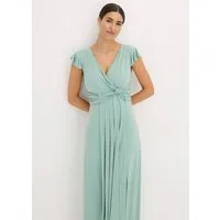 bonprix Maxikleid für festliche Anlässe, mit kurzem Flügelärmel, feminine Wickeloptik