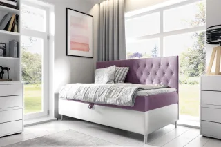Boxspringbett Gästebett Kinderbett FINJA Nr.2 90x200cm Weiss-Rosa