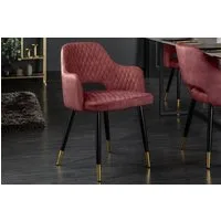 riess-ambiente 4-Fußstuhl PARIS bordeaux/schwarz/gold – Samt, Metall-Füße, mit Armlehne (Einzelartikel, 1 St), gepolsterter Esszimmerstuhl im edlen Look – ideal für Esstisch & Küche