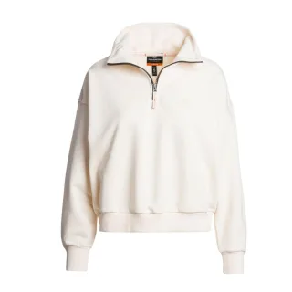 Parajumpers - Sweatshirt „zendaya Moonbeam" In Weiß Mit Halbem Reißverschluss