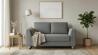 BRUNO Schlafsofa 120cm in Dunkelgrau | Klassik | stabiles Massivholz & Boxspringkomfort