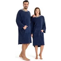KangaROOS Badeponcho Dalia Surfponcho, ideal für Sauna, Spa & im Urlaub, Langform, Veloursfrottier, Kapuze, ohne, weich, Uni-Farben mit Streifen, leicht, Unisex, für Damen und Herren