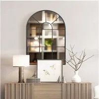 HOMCOM Wandspiegel Flurspiegel mit Metallrahmen (Fensterspiegel, 1-St., Spiegel), Schwarz 91 cm x 60 cm x 2 cm