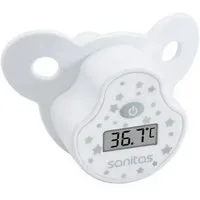 Sanitas Schnuller-Fieberthermometer Schnullerthermometer SBY 15 mit Abschaltautomatik 32,0 °C bis 42,9 °C, Einzelset 4-tlg., Schnullerthermometer, Schutzkappe, Batterie, Gebrauchsanweisung, Abschaltautomatik