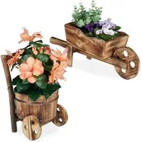 relaxdays Blumentopf Pflanzschubkarre 2er Set