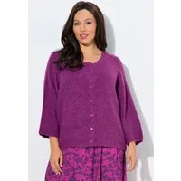 Ulla Popken Strickjacke Strickjacke Oversized Rundhalsausschnitt 3/4-Arm