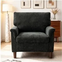 Vipbear Loungesessel Chenille-Sessel mit Massivholzrahmen, 150kg Belastbar (1-St), 82x81x88cm, dunkelgrau