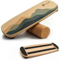 FunLife Balanceboard ALPIN & WAVE Design-Edition, Premium-Birkenholz, mit Naturkorkrolle, bis 150 kg