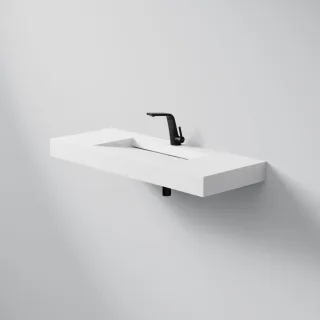 Steinberg Serie 444 Waschtisch Wandwaschtisch aus Mineo Stone, matt white, 444 7110 W 444 7110 W