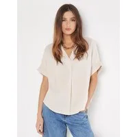 Apricot Klassische Bluse Top aus Baumwolle in fließender Ware