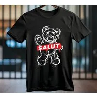 Banco T-Shirt Herren Salut Teddy Frontprint Streetwear Regular Fit mit auffälligem Teddy-Frontprint und Salut-Schriftzug