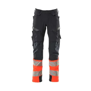 MASCOT Herren Hose mit Knietaschen ACCELERATE SAFE Schwarzblau / Hi-vis Rot 48 - 19179-511-10222-76C48