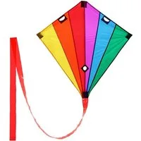 Wolkenstürmer Kite Zweileiner Flugdrachen Kinder & Erwachsene mit Schwanz 90cm, (inklusive Flugleinen und Flugschlaufen, 1-tlg), Lenkdrachen Racer (regenbogen) - Ready to Fly 90cm