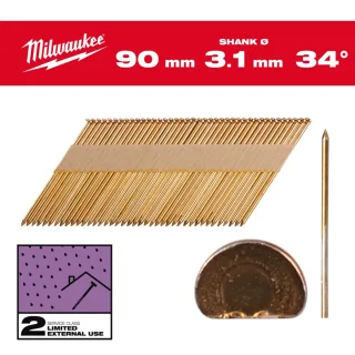 Milwaukee D-Kopf-Nägel 34° Glattschaft SC2 2.200 Stück, verzinkt - 4932492605