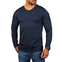 Young & Rich Langarmshirt Herren Uni Basic Longsleeve V-Ausschnitt V-Neck Unterziehshirt 2001 Rundhalsauschnitt unifarben langarm slim fit