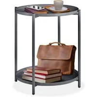 tectake Beistelltisch Nachttisch, 45,5 x 45,5 x 53 cm, rund mit abnehmbaren Ablagen (Beistelltisch rund Oxford, 1-St., in dunkelgrau), Stahl, filigranes Gestell, mit höhenverstellbaren Kunststofffüßen