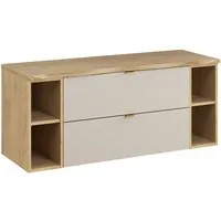 Lomadox Waschbeckenschrank DURANGO-56 120 cm breit in Kaschmir und Eiche mit Baumkantenoptik