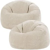 icon Sitzsack Erwachsene 2er Set Klassischer Sitzsack aus Cord „Kingston“, 85x50cm, Made in Germany, für Erwachsene & Kinder, mit Füllung
