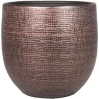 INNA-Glas Blumentopf Keramiktopf Agape mit Maserung, Kupfer, 36cm, Ø39cm