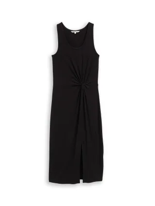 Denim Tom Tailor - Fitted Midi-Kleid mit Knotendetail deep black - Gr. - M