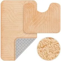 HOMELUX Badematte Badgarnitur 2-teilig mit Ausschnitt, weich & rutschfest, 2BL61, Größe: 60x100cm+60x50cm