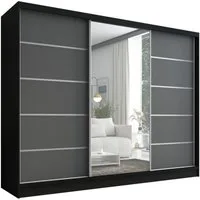 A&J MöbelLand GmbH Schiebetürenschrank AURELIA 1 mit 3 Schubladen und Spiegel (TOP ANGEBOT! Geräumiger Schrank mit einer Breite von 200 cm und Spiegel, ideal zur Aufbewahrung von Kleidung und Accessoires. 3 Schubladen und viel Stauraum. TOP PRODUKT! 