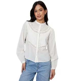 Threadbare - "Rani" Bluse für Damen, Stehkragen, Weite Ärmel (Cremefarbe)
