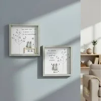 MF Wanddekoobjekt Steinherz Harmonie Steinbild Set 2er Quadratisch Deko Bild Grau (2 St)