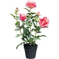 Kunstblume Rosenbusch Rose, Creativ green, Höhe 58 cm, mit 3 Blüten und 2 Knospen
