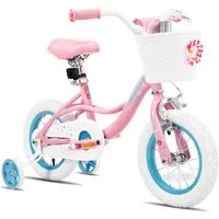 JOYSTAR Kinderfahrrad Mädchen Kinder Fahrrad für Kleinkinder und Kinder Alter 2-8 Jahre alt, mit Stützräder, Handbremse und Korb, Geschenke für Prinzessinnen