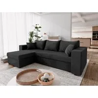 NACANAPA Ecksofa DOMINO, Kleine Ecksofa mit Schlaffunktion und zwei Bettkasten, Liegefläche 140x200 cm, Universelle Ecklösung, 2 Bettzeugcontainer, große Liegefläche 140x200 cm