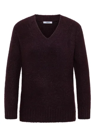 Cecil - Bouclé V-Neck Pullover rot - Gr. - L