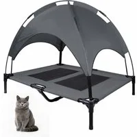 FIVMEN Hundebett Erhöhtes Haustierbett mit abnehmbarem Sonnendach, Haustierbett für Innen & Außen, Grau, erhältlich in M/L/XL