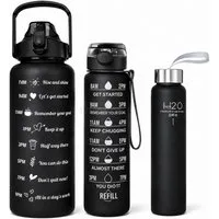R2 Invest Trinkflasche Sport Wasserflaschen Set 3 Stück 2000 ml 900 ml 300 ml
