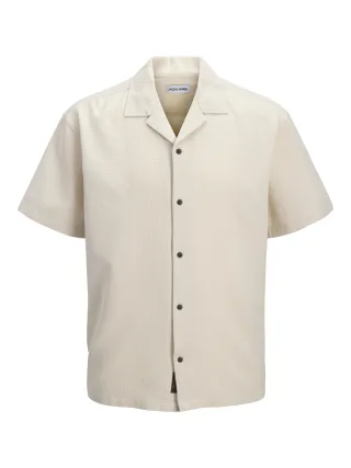 JACK&JONES - JJGLOBAL WAFFLE RESORT SHIRT SS Moonbeam - Gr. - XL