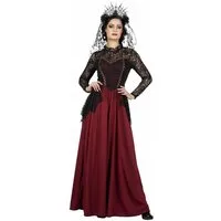 Metamorph Vampir-Kostüm Gothic Vampir Lady Kostüm - Halloween Kostüm Damen, Elegant und düster: bodenlanges Kleid mit floralem Spitzenoberteil