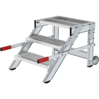 Munk Arbeitspodest fahrbar, Stufenbreite 600 mm, Stahl-Gitterrost - 050431
