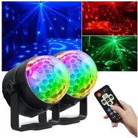 Athlix Discolicht Discokugel LED DJ Party Licht 360° Rotation mit Fernbedienung, LED fest integriert, 40m Reichweite, bis 60m², 7 Farbmuster