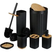 relaxdays Badaccessoire-Set 6-teiliges Badezimmer Set, schwarz
