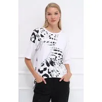 Passioni T-Shirt mit abstraktem Leoprint und Schriftzug