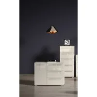 OTTO home Kommode Piano, UV lackiert, hochglänzend in beige oder weiß, FSC-zertifiziert (107x45x85cm (B/T/H), 1-türig mit 3 Schubladen, Soft-Close Funktion