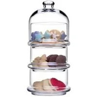 Pasabahce Etagere Patisserie Basic Set 3 stapelbare Behälter mit Kuppel, Glas