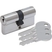 BASI Schließzylinder gleichschließende Bauzylinder für die Bauphase, (Packung), Doppelzylinder 30/30 mm, mit 3 Schlüssel, leichte Ausführung