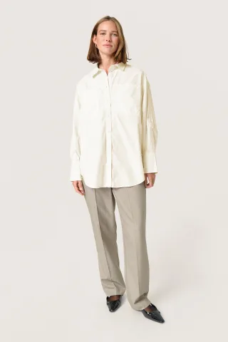 Langarm - Hemd Lockere Passform Broken White