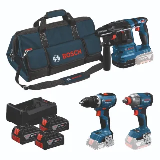 Bosch Combo Kit 18V-Set mit 3 Werkzeugen: GSR + GDX + GBH + 3x5.0Ah + GAL 12V/18V-80 - 0615A50093